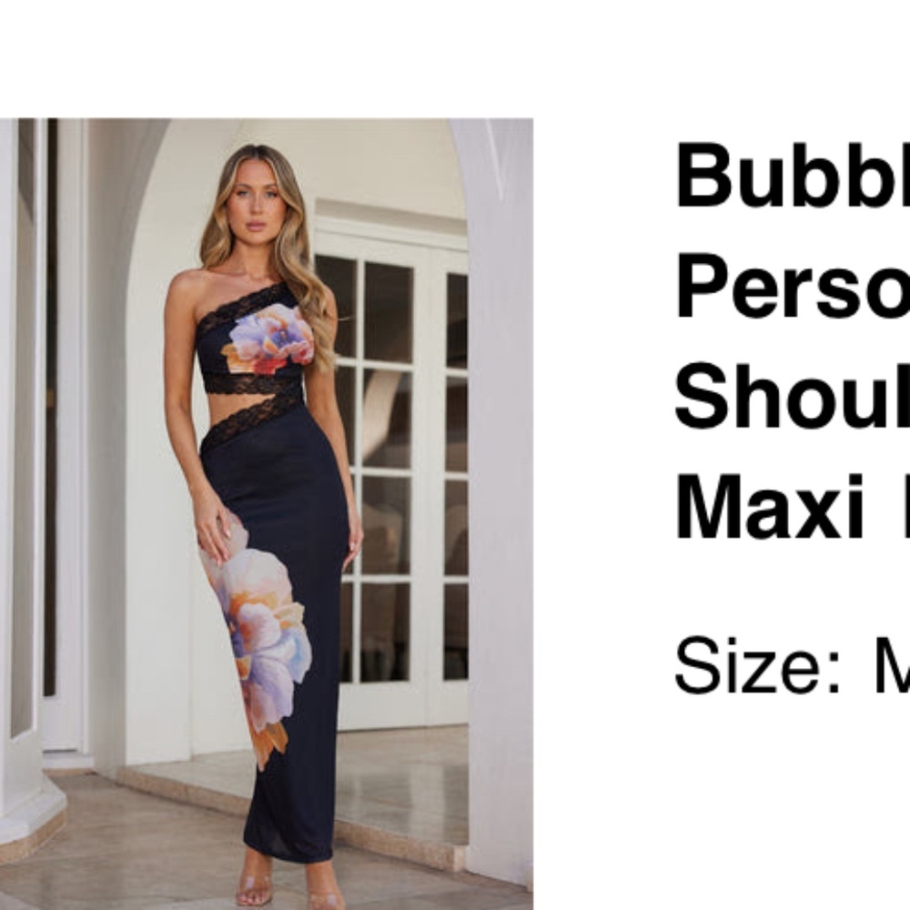 Bubbly Personality One Shoulder Mesh Maxi Dress Black